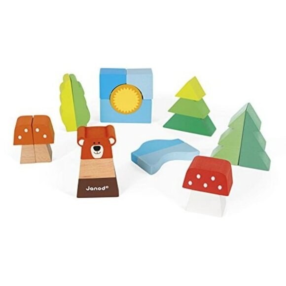 Janod Wooden Trolley with Blocks Pull  Along Toy Brand New - Picture 5 of 11